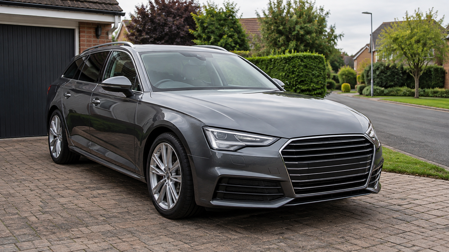 Illustrative modern diesel car parked on a UK driveway in natural daylight.